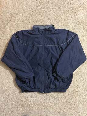 Vintage Grand Slam Navy Blue Lined Full Zip Windbreaker Jacket with Reflective P